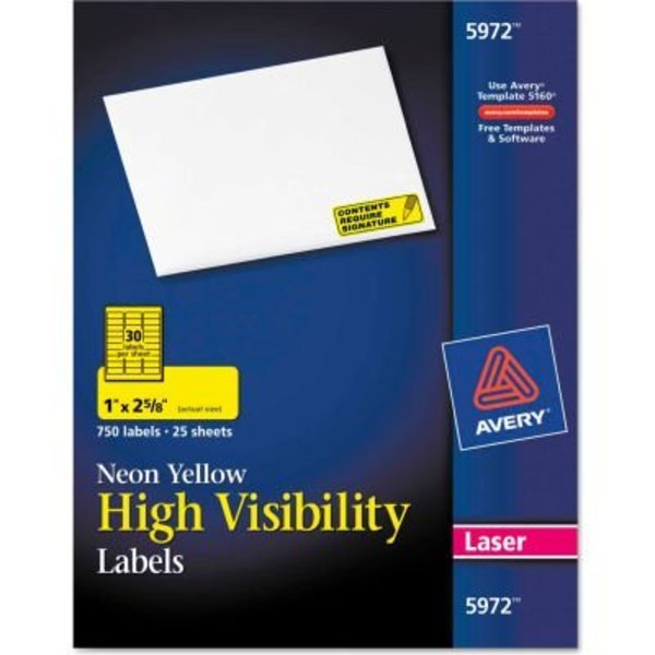 Avery Avery® High-Visibility Laser Labels, 1 x 2-5/8, Neon Yellow, 750/Pack 5972